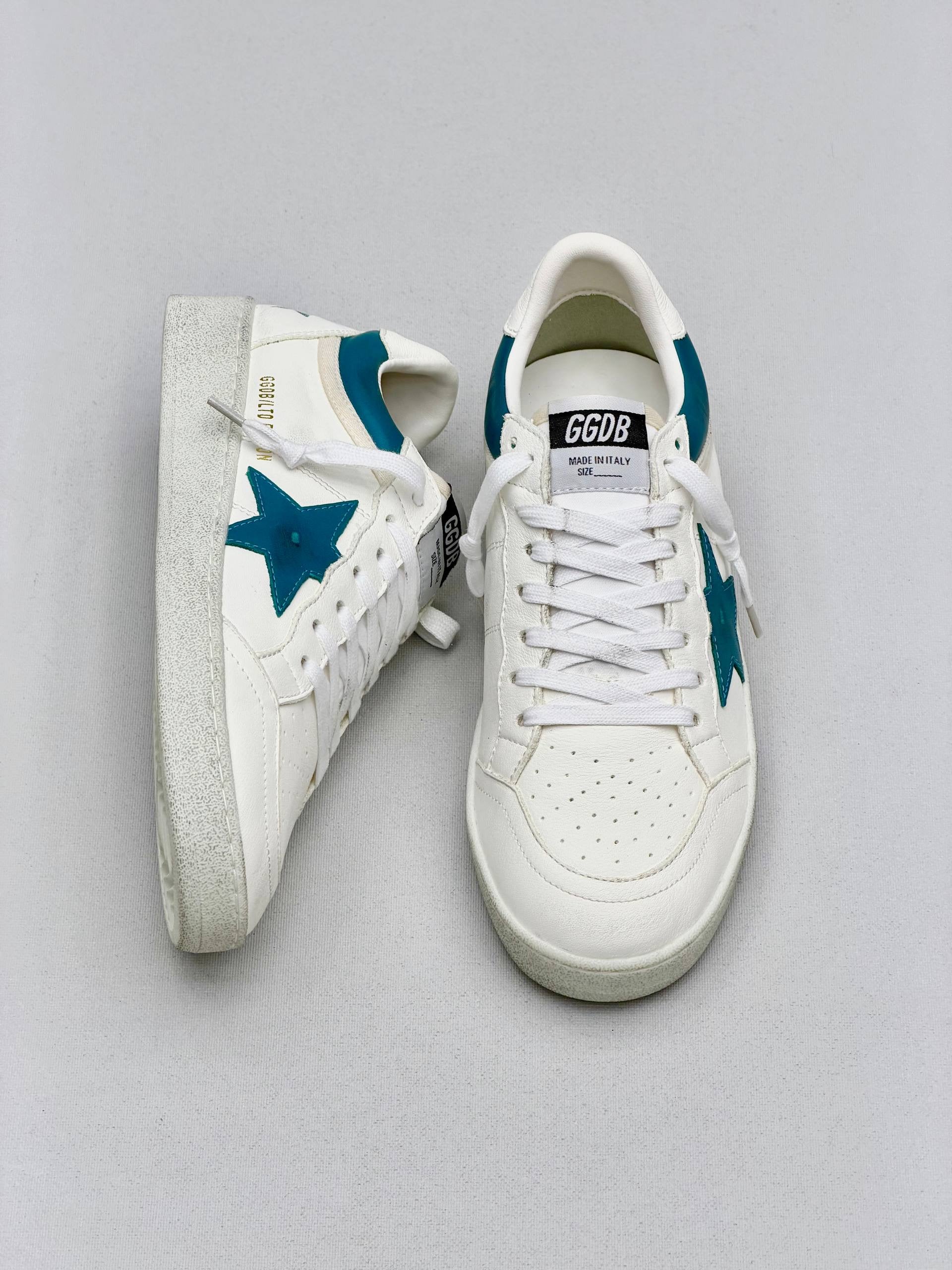 Golden Ball Sandals White - Blue