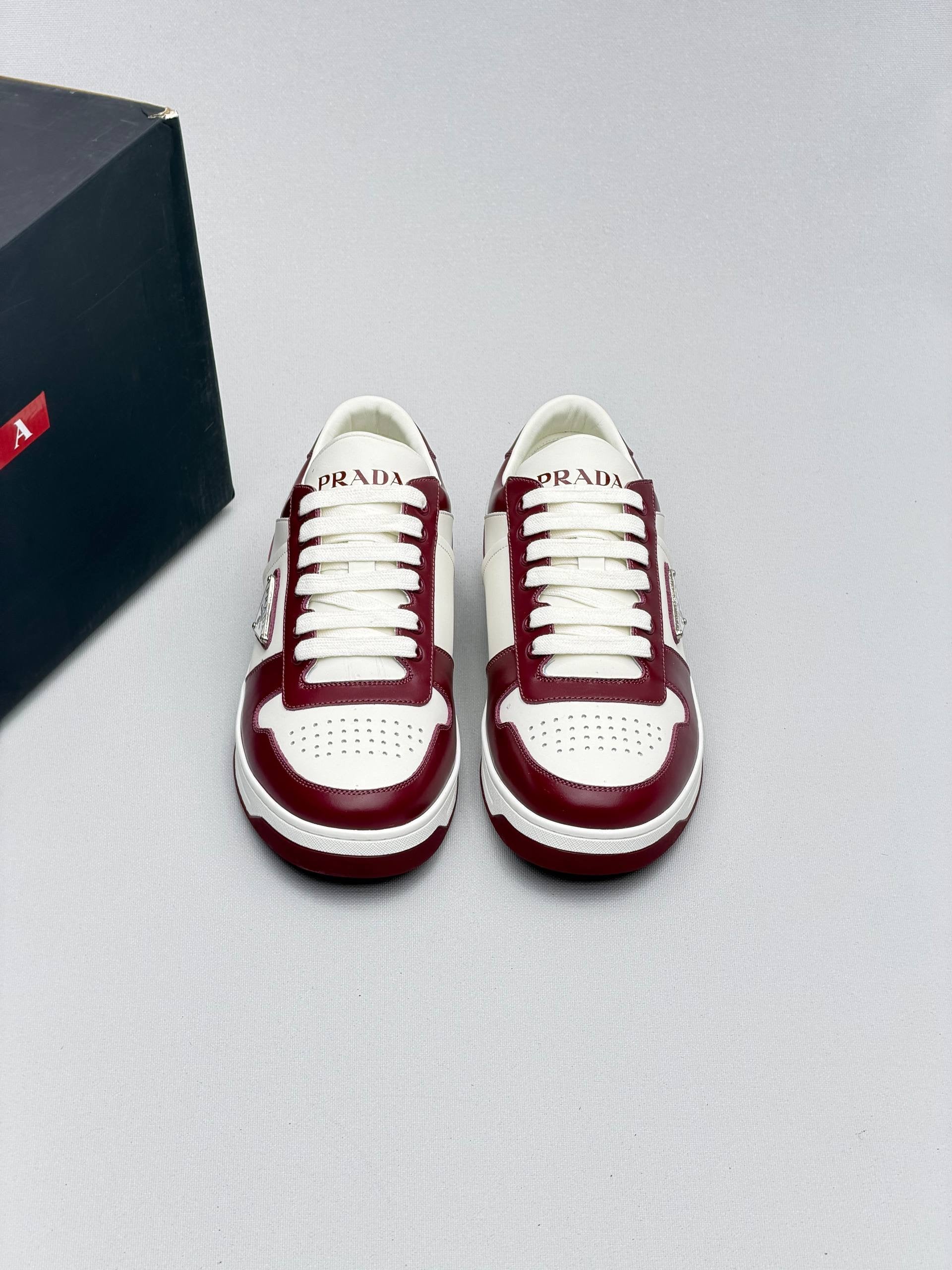 Prda Downtown Leather Sneakers Black White