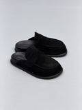 Hrms slipper sueda black leather logo