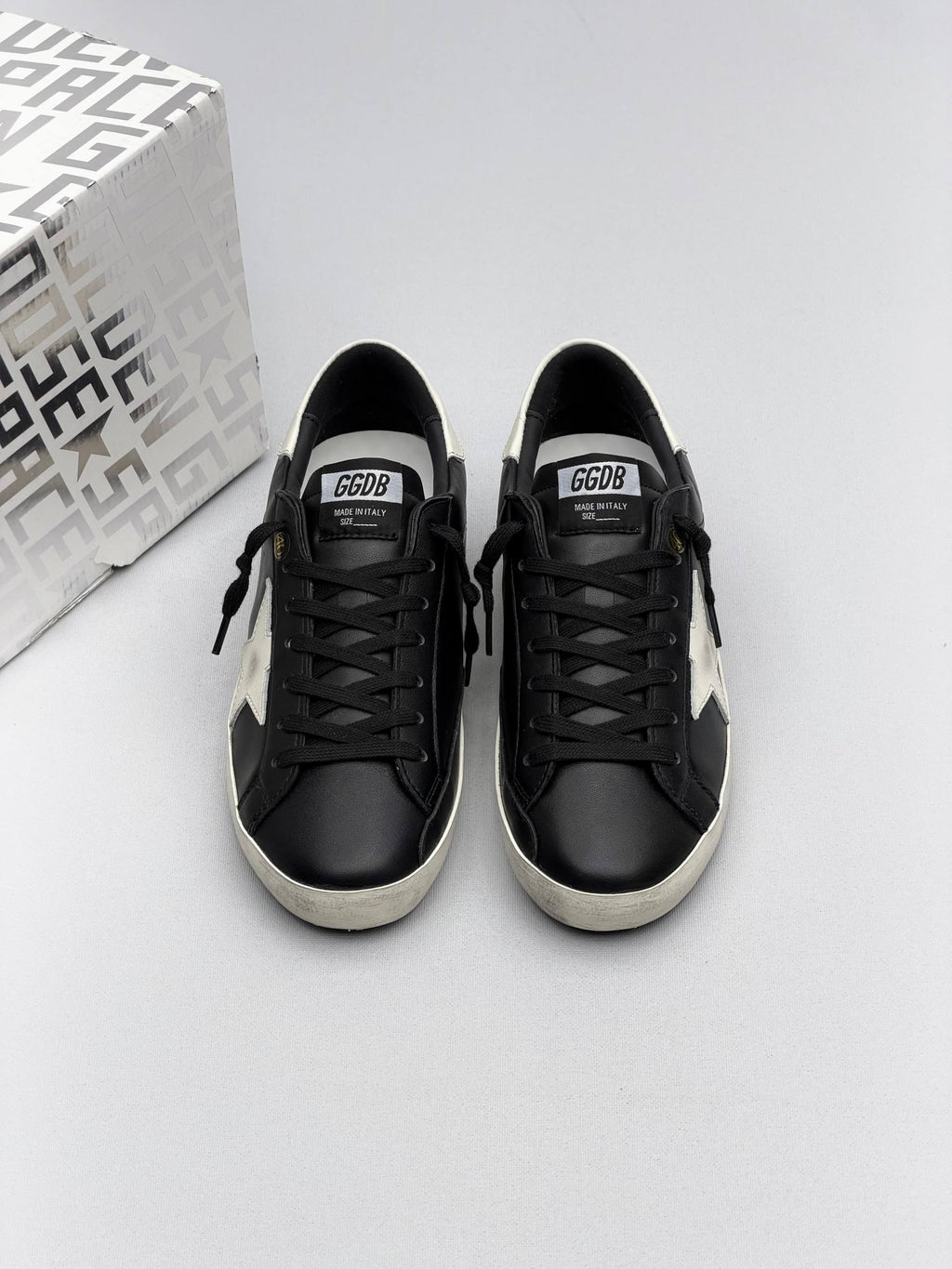 Golden Ball Sandals Classic Black - White star details