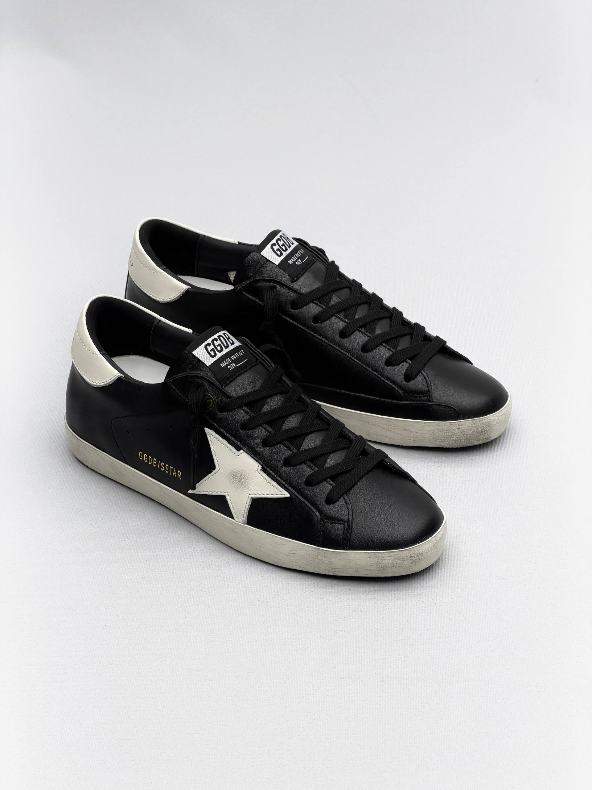 Golden Ball Sandals Classic Black - White star details