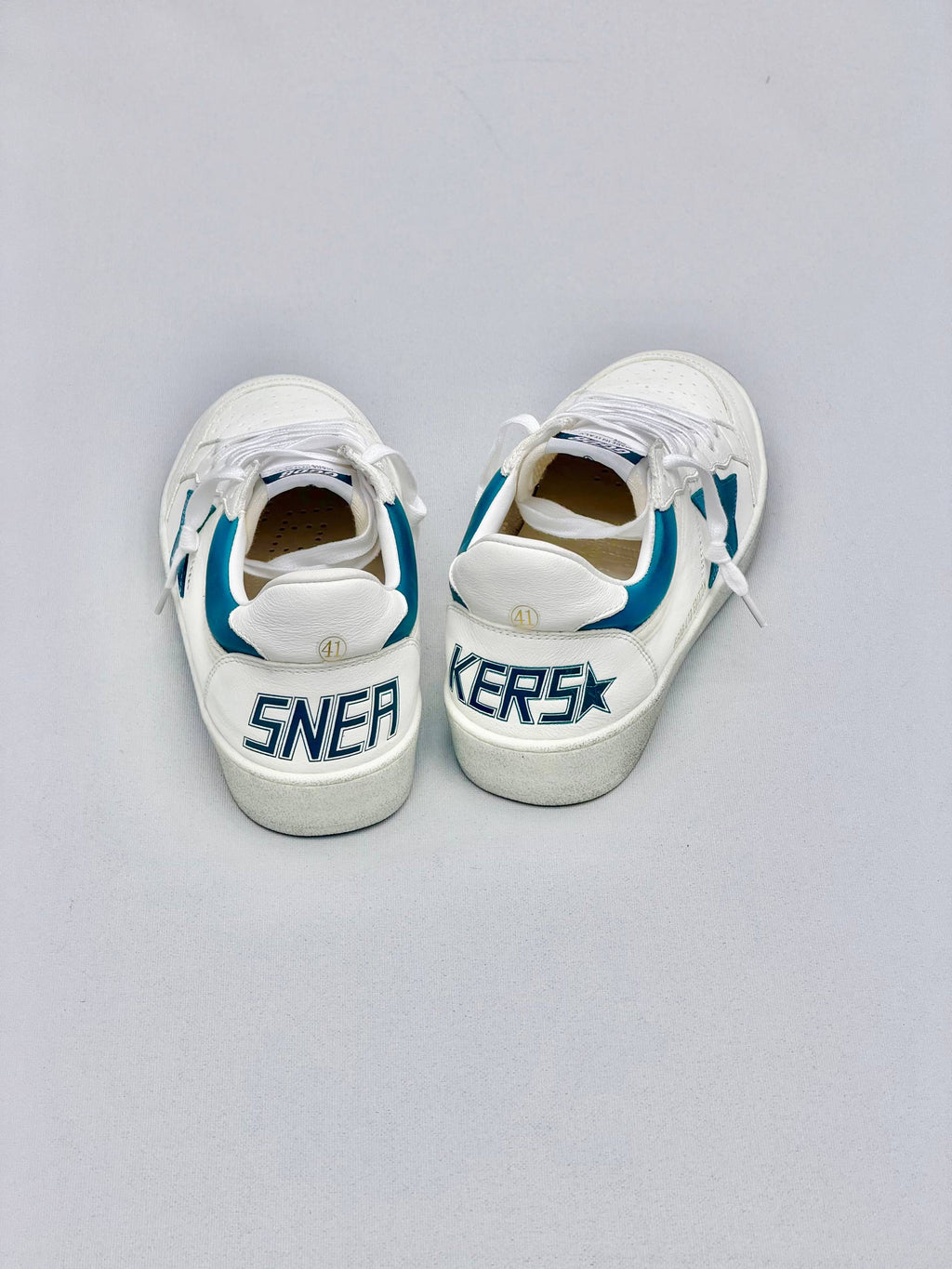 Golden Ball Sandals White - Blue