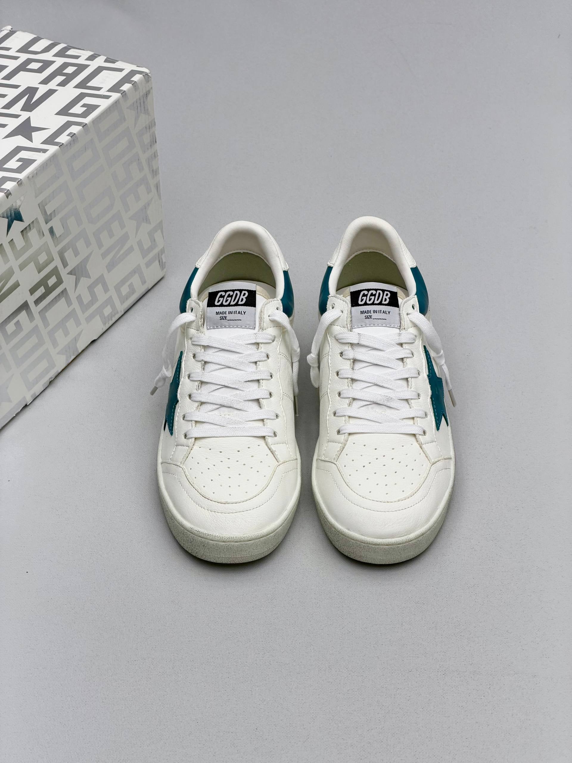 Golden Ball Sandals White - Blue