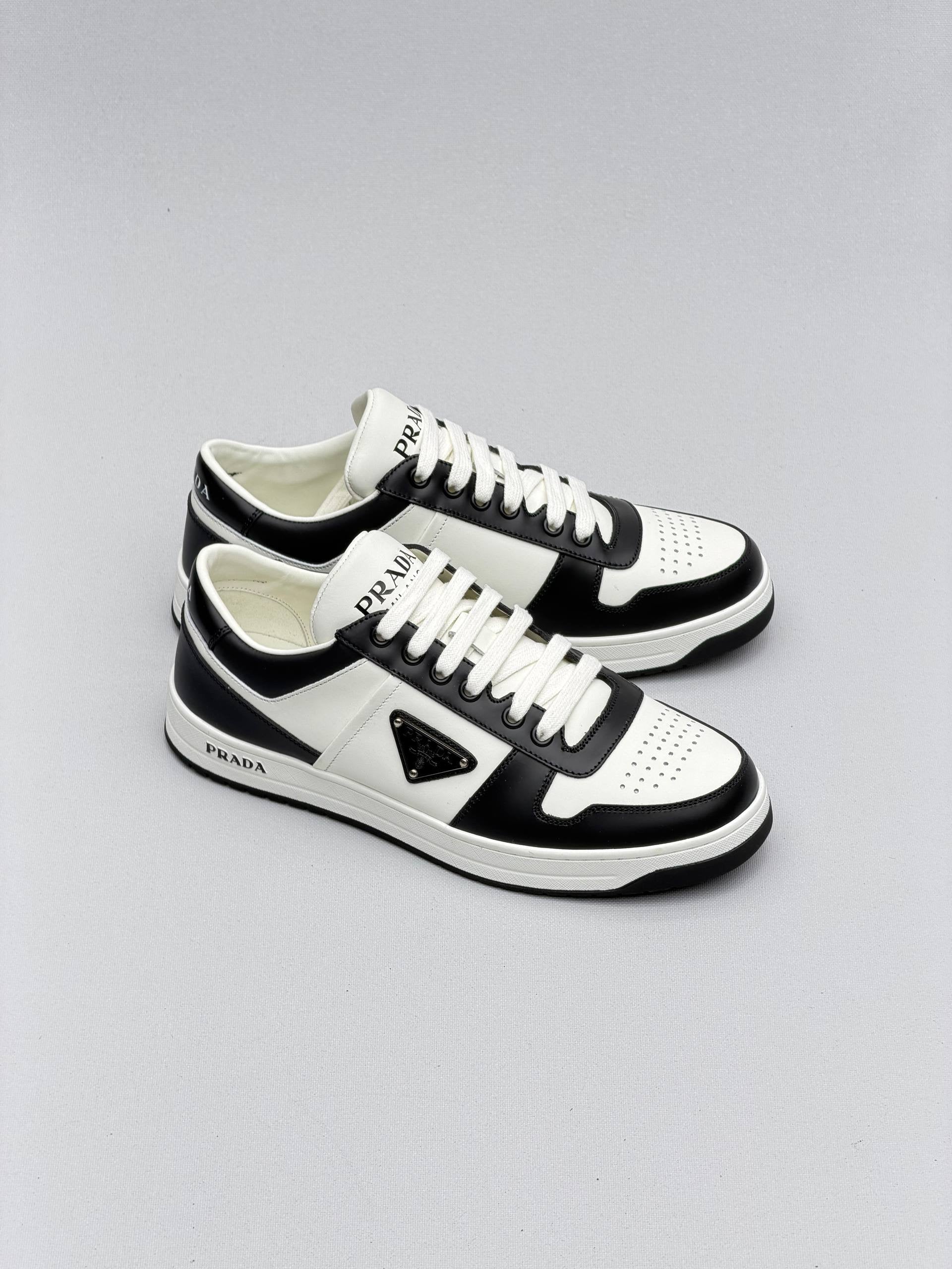 Prda Downtown Leather Sneakers Print Black Logo