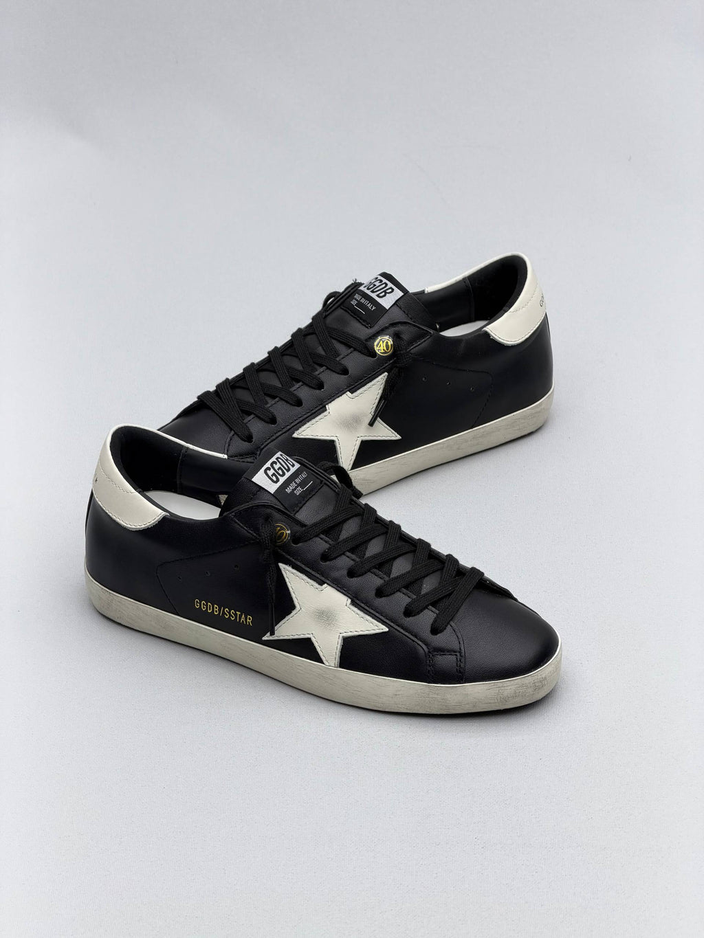 Golden Ball Sandals Classic Black - White star details